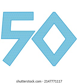 Number Fifty With Greek Or Roman Ancient Font. Blue Number 50 With Traditional Greek Ornament
