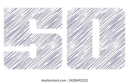 Number Fifty With Hand Drawn Pattern Vector Illustration. Number 50 With Line Pattern Isolated On A White Background

