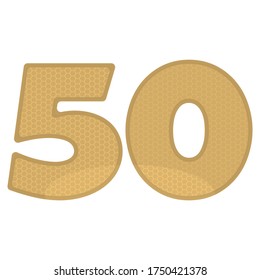 Number Fifty With Honeycomb Pattern Vector Illustration. Number Fifty Isolated On White Background