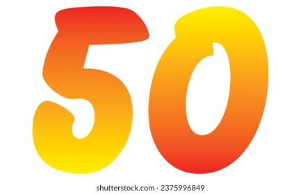 Number Fifty Isolated On A White Background. Number 50 Vector Illustration