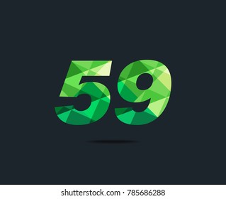 Number fifty nine 59 Logo Icon, filled with geometric pattern. polygon letter. Vector Element.