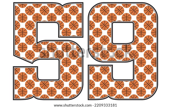 Number Fifty Nine\
With Basketball Ball Pattern Vector Illustration. Number 59\
Isolated On A White\
Background\
