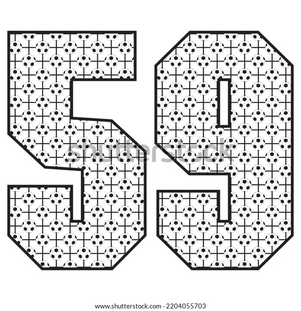 Number Fifty Nine With Soccer Ball Pattern\
Vector Illustration. Number 59 With Football Ball Pattern Isolated\
On A White Background\
