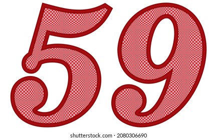 Number Fifty Nine With Square Pattern Vector Illustration. Number 59 With Square Texture Isolated On A White Background
