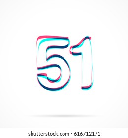 Number Fifty one 51 hand drawn with blue and pink highlighters, isolated on a blank background.
Vector illustration, easy to edit, manipulate, resize or colorize.