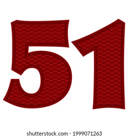 Number Fifty One Vector Illustration. Red Number 51 With Abstract Pattern Isolated On A White Background
