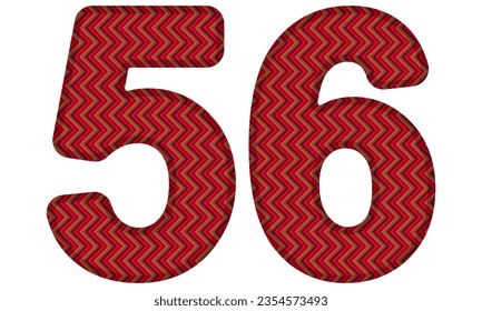 Number Fifty Six With Abstract Geometric Pattern. Number 56 Isolated On A White Background