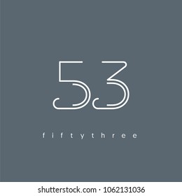 Number fifty three, Digit 53 Logo Icon vector template.