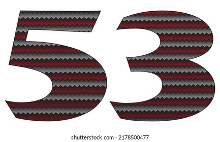 Number Fifty Three With Jersey Pattern Vector Illustration. Number 53 Isolated On A White Background
