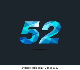 Number fifty two 52 Logo Icon, filled with geometric pattern. polygon letter. Vector Element.