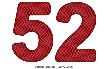 Number Fifty Two With Abstract Geometric Pattern. Number 52 Isolated On A White Background
