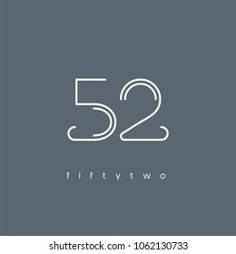 Number fifty two, Digit 52 Logo Icon vector template.