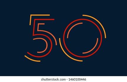 Number fifty vector font alphabet, modern dynamic flat design with brilliant colorful for your unique elements design ; logo, corporate identity, application, creative poster & more 