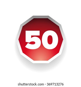 Number fifty vector label red