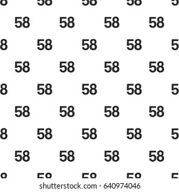 Number Fifty-eight, 58 seamless pattern, isolated on white background. Vector illustration, easy to edit.