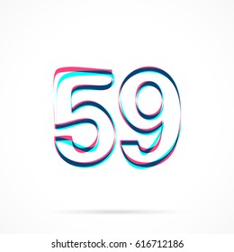 Number Fifty-nine, 59 hand drawn with blue and pink highlighters, isolated on a blank background.
Vector illustration, easy to edit, manipulate, resize or colorize.