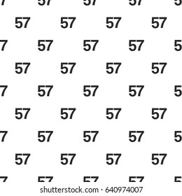 Number Fifty-seven, 57 seamless pattern, isolated on white background. Vector illustration, easy to edit.