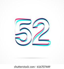 Number Fifty-two, 52 hand drawn with blue and pink highlighters, isolated on a blank background.
Vector illustration, easy to edit, manipulate, resize or colorize.