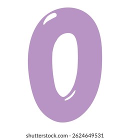 Number, figure 0 shaped balloon, rounded glossy design, isolated vector on transparent background. Hand drawn illustration. Holiday, party, celebration, anniversary, birthday card, banner element