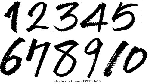 number figure calligraphy typography hand write brush pen draw black text keyword 