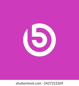 number five 5 circle vector logo design template