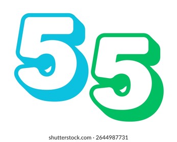 Number Five 5 hand drawn   with many color 2025