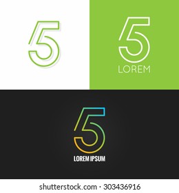 Number five 5 logo design icon set background