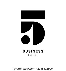 Number Five 5 Minimalist Elegant Logo