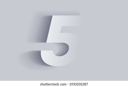 Number five, 5 with shadow. Cut out paper isolated on background. Vector illustration EPS 10.