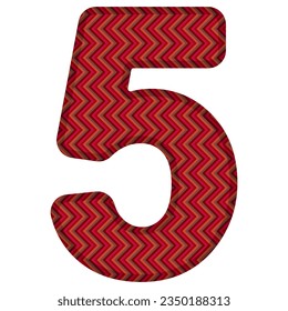 Number Five With Abstract Geometric Pattern. Number 5 Isolated On A White Background