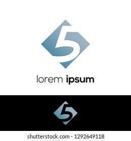 Number Five Abstract Vector Logo Design Template. Creative Number Concept Icon, Logo 5