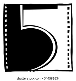 Number five as abstract woodcut style pattern. Vector design element illustration