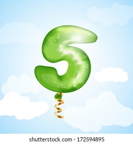 Number five balloon. Vector element for your event design