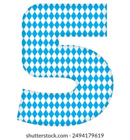 Number Five With Bavarian Oktoberfest Seamless Pattern Vector Illustration. Number 5 Isolated On A White Background
