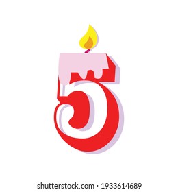 Number Five Birthday Candle On Clean Stock Vector (Royalty Free ...