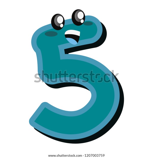 Number Five Cartoon On White Background Stock Vector (Royalty Free ...