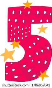 Number five cinco de mayo mexican holiday, fifth may national victory day isolated in white, flat vector illustration. Text font numeral phrase, mexico style quotation feast date.