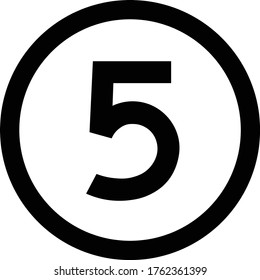 number five in the circle transparent - vector