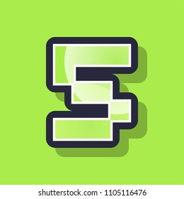 Number five colorful pixel art number typeface with shadow. vector typography design.