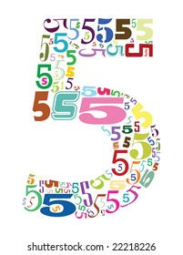 number five with colors