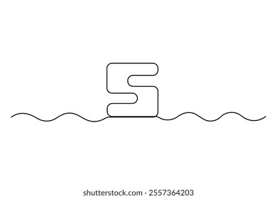 Number five continuous one line drawing of number 5. editable One line drawing of number 5 icon. Vector illustration
