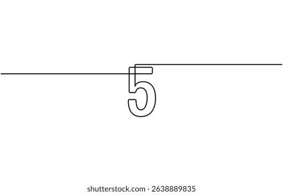 Number five continuous one line drawing of number 5. editable One line drawing of number 5 icon. Vector illustration, one line continuous number 5 icon. vector illustration.
