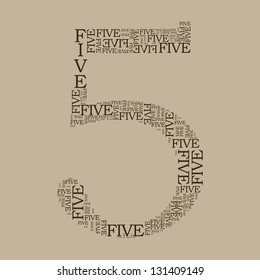 number five created from text - illustration