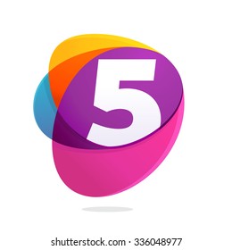 Number five with ellipses intersection. Vector design template elements for your application or corporate identity.