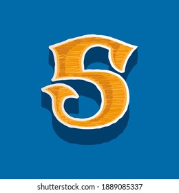 Number five embroidered logo in classic collegiate or sports style. Retro font perfect to use in any university team labels, champ posters, tackle identity, etc.