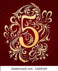 Number five in festive design