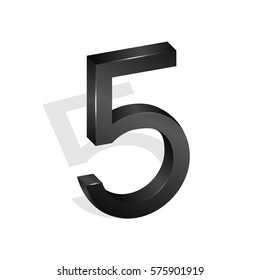 Number five, fifth, isometric mathematical figure, symbol font in 3d on a white background. Vector Illustration geometrical figure with character to your projects.