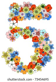 Number five floral, vector.