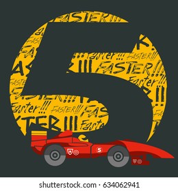 Number five with a formula one car