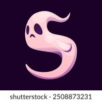 Number five Halloween font, cartoon evil type, funny scary typeface, spooky alphabet. Number 5 numeral symbol as a sad and pale ghost character with dark eyes. Isolated vector abc typography digit